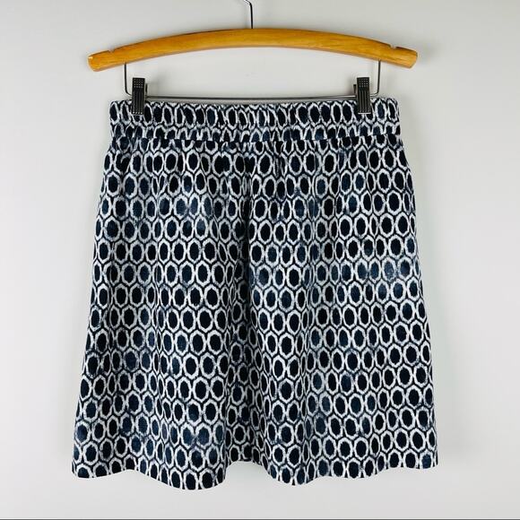 Loft blue cream linen boho preppy geometric midi skirt - Picture 5 of 7